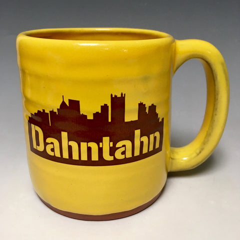 Dahntahn Pittsburgh Mug Gold Handmade in Pittsburgh by Local Yinzer Artists - Pittsburgh Pottery