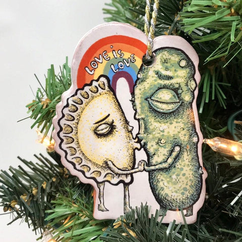 Love is Love Pickle Pierogi Holiday Tree Ornament