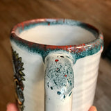 King Clown Mug with Red and Teal Lip Drip