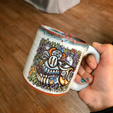 King Clown Mug with Red and Teal Lip Drip