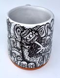 Burger Boy Pen & Ink Hardcore Stream of Consciousness Handmade Mug