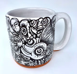 Burger Boy Pen & Ink Hardcore Stream of Consciousness Handmade Mug